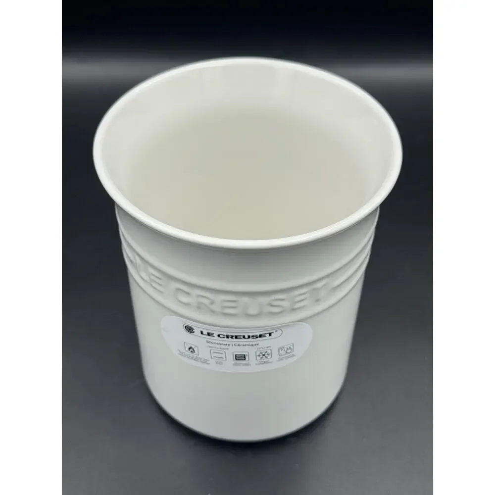 NWT Le Creuset Utensil Crock 1L White Stoneware Kitchen Tool Holder